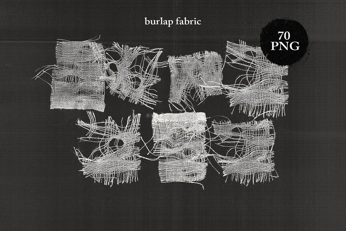 70+粗麻布纺织品拼贴手帐PNG免抠素材